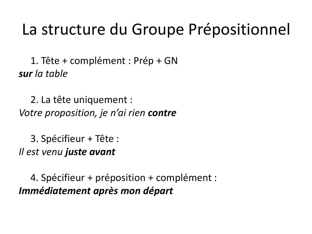 La préposition Prép et le groupe prépositionnel Gprép ppt télécharger